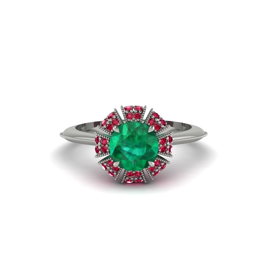 Ruby Crown Halo Engagement Ring - Annie No. 51