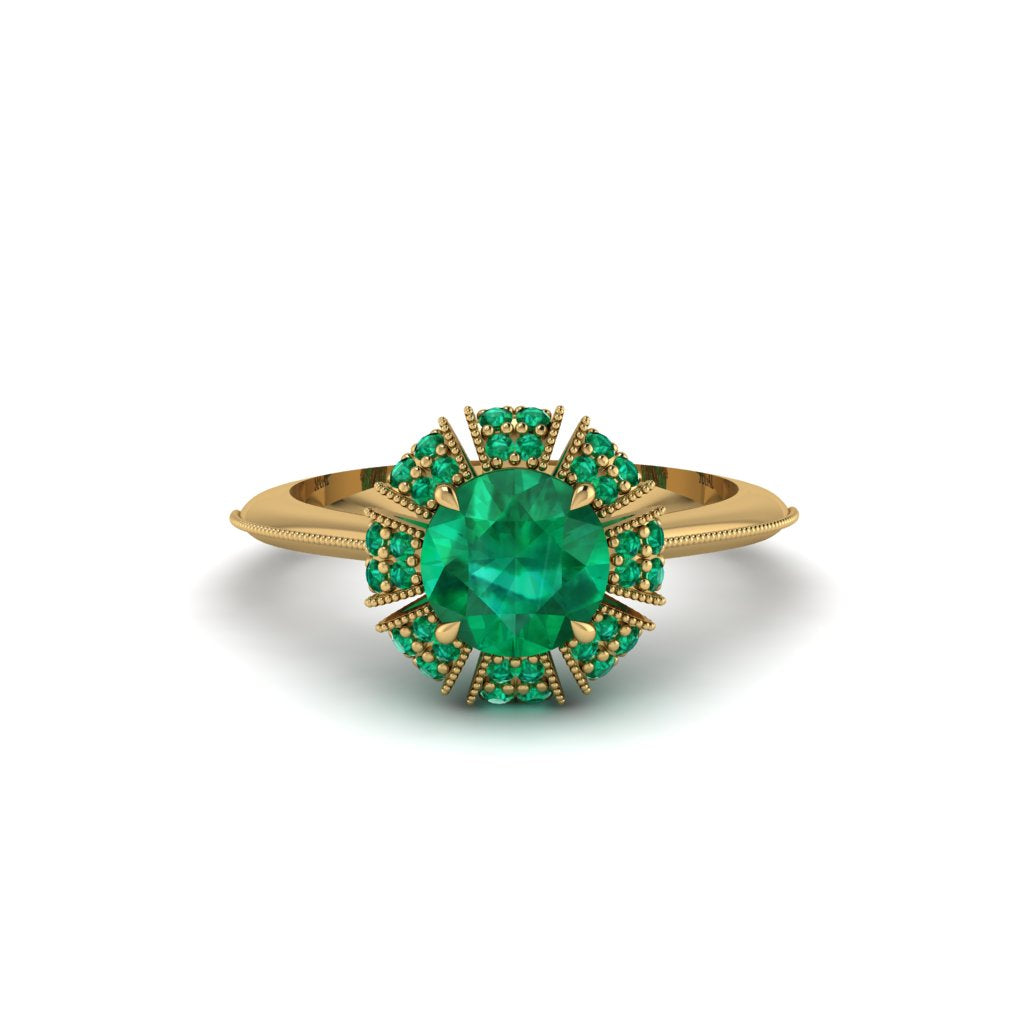 Emerald Crown Halo Engagement Ring - Annie No. 19