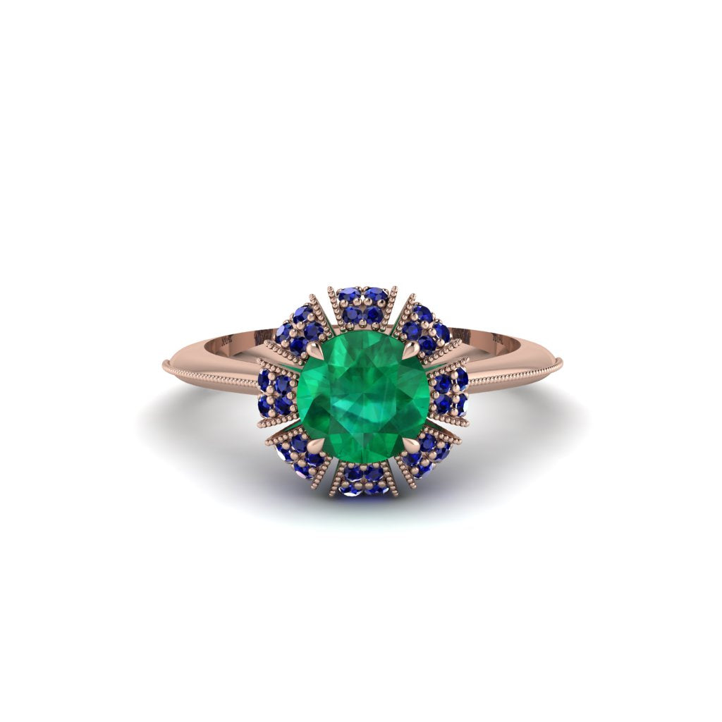 Sapphire Crown Halo Engagement Ring - Annie No. 65