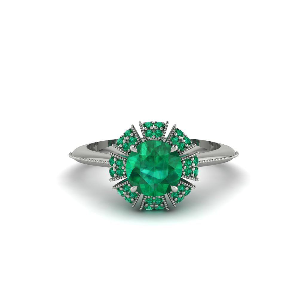 Emerald Crown Halo Engagement Ring - Annie No. 21