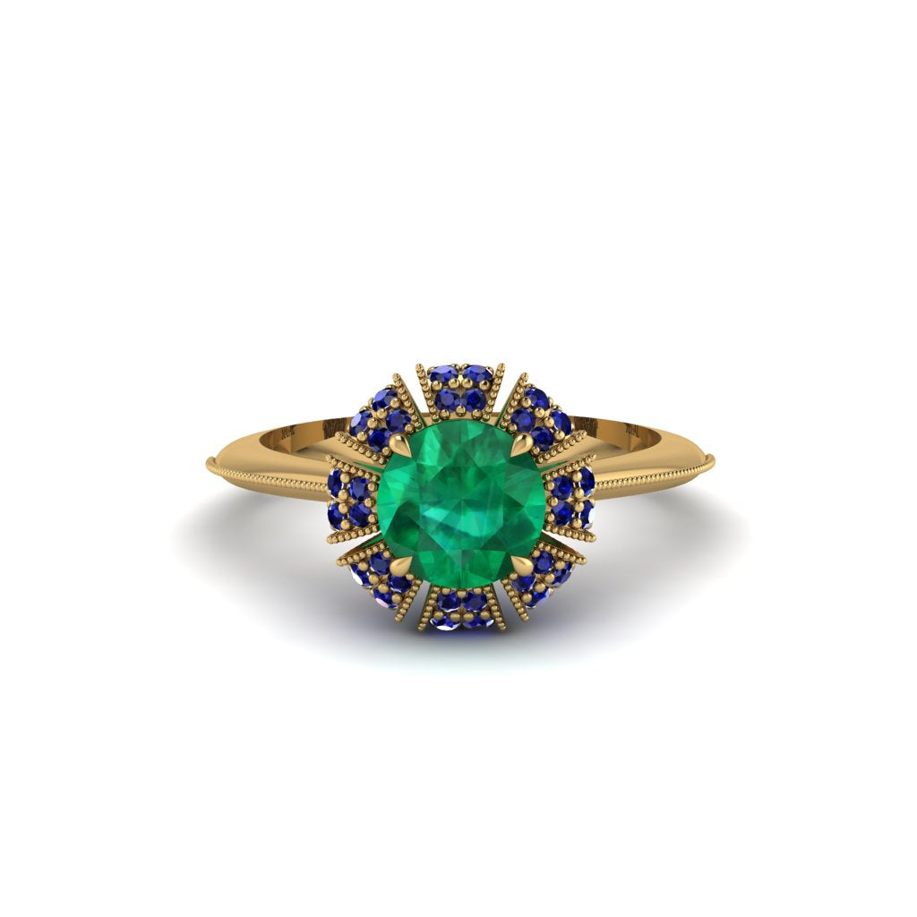 Sapphire Crown Halo Engagement Ring - Annie No. 64