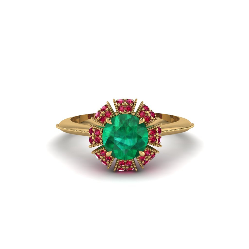Ruby Crown Halo Engagement Ring - Annie No. 49