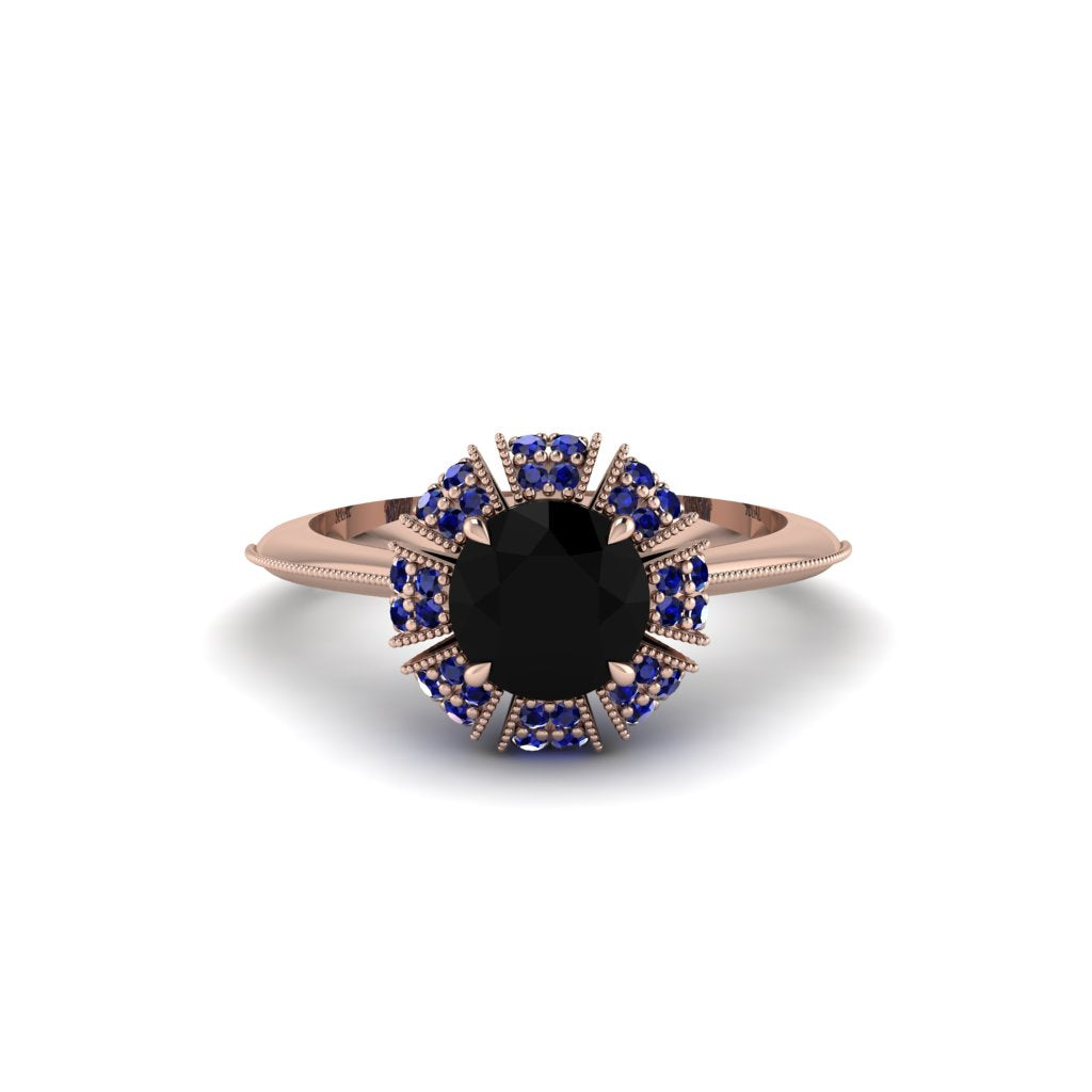 Sapphire Crown Halo Engagement Ring - Annie No. 68