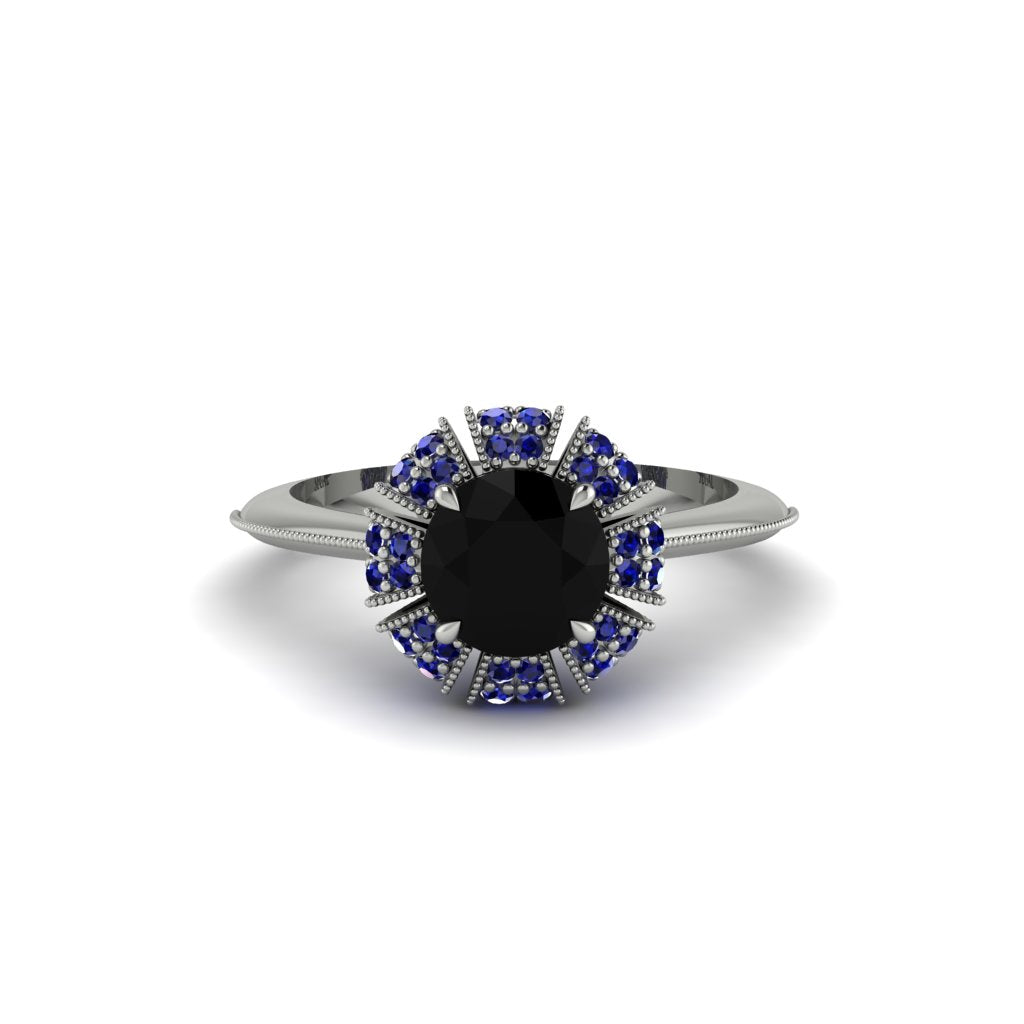 Sapphire Crown Halo Engagement Ring - Annie No. 69