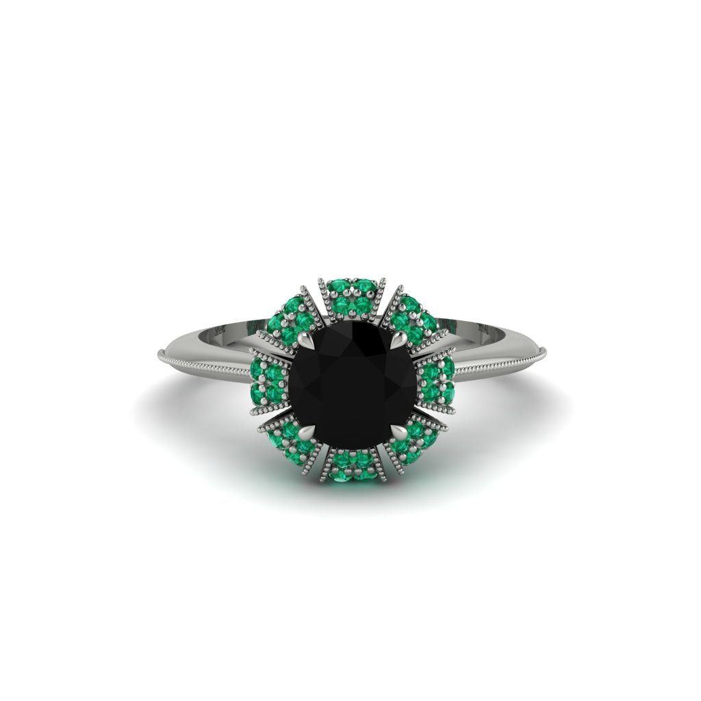 Emerald Crown Halo Engagement Ring - Annie No. 24