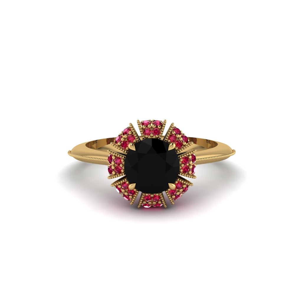 Ruby Crown Halo Engagement Ring - Annie No. 52