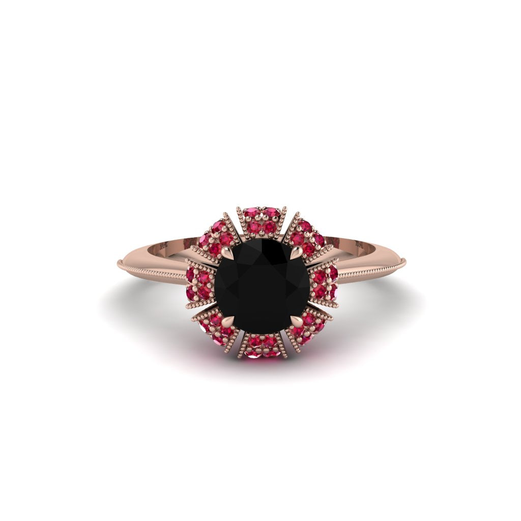 Ruby Crown Halo Engagement Ring - Annie No. 53