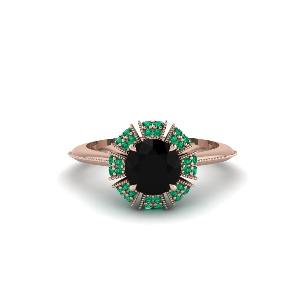 Emerald Crown Halo Engagement Ring - Annie No. 23