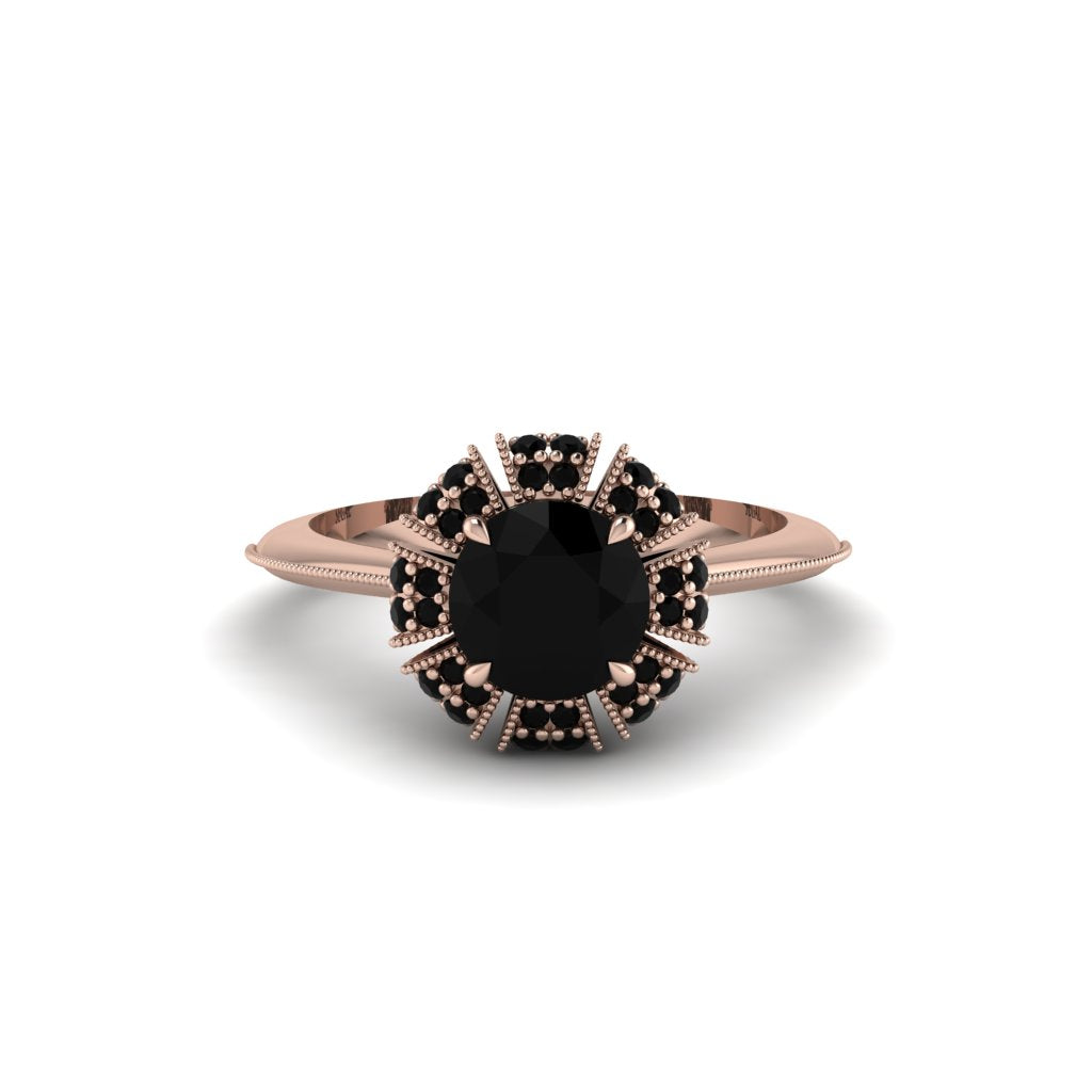 Black Diamond Crown Halo Engagement Ring - Annie No. 38