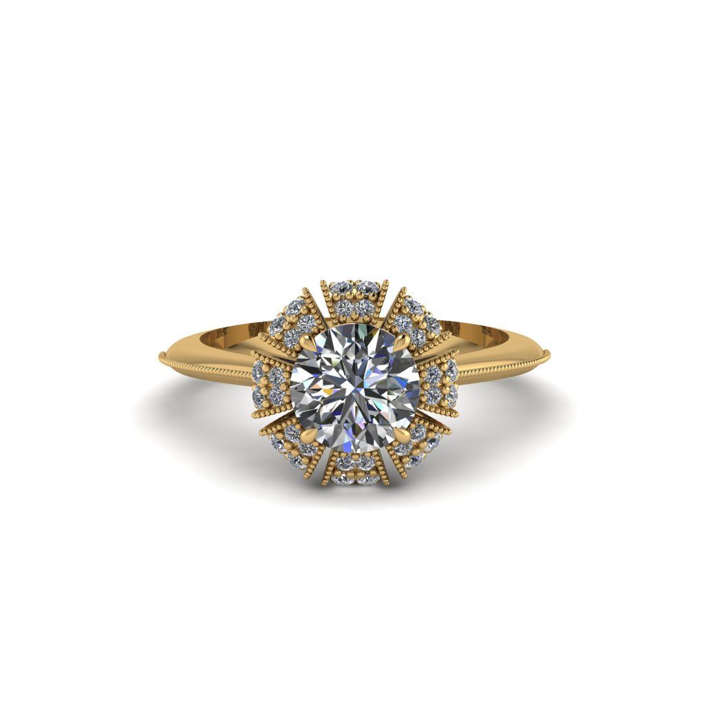 Diamond Crown Halo Engagement Ring - Annie No. 1