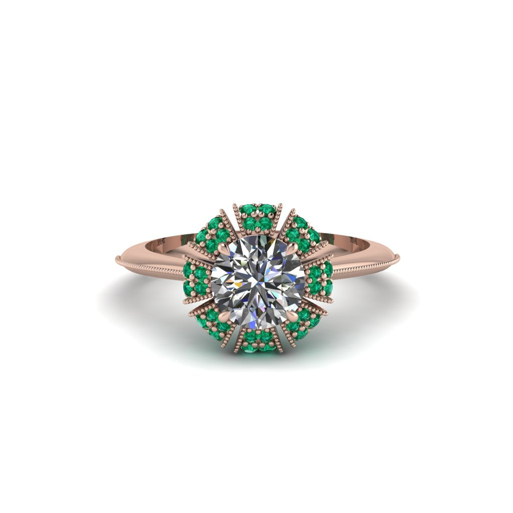 Emerald Crown Halo Engagement Ring - Annie No. 17