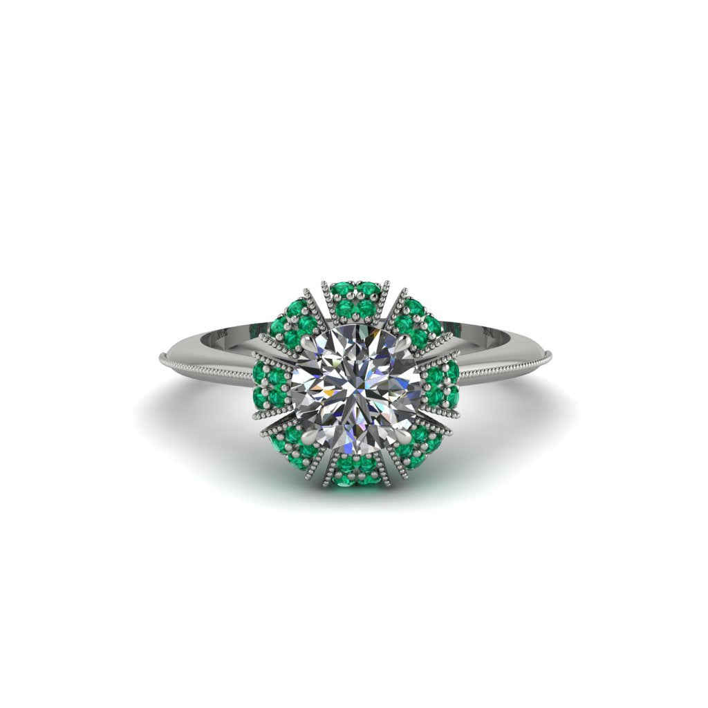 Emerald Crown Halo Engagement Ring - Annie No. 18