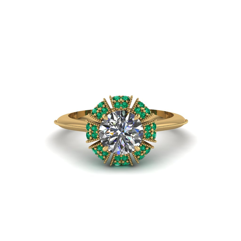 Emerald Crown Halo Engagement Ring - Annie No. 16