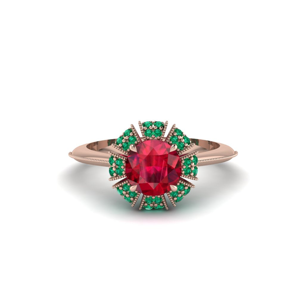 Emerald Crown Halo Engagement Ring - Annie No. 26