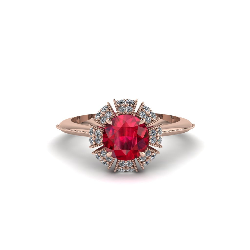 Diamond Crown Halo Engagement Ring - Annie No. 11