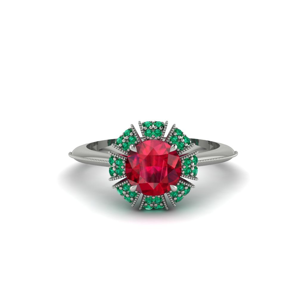 Emerald Crown Halo Engagement Ring - Annie No. 27