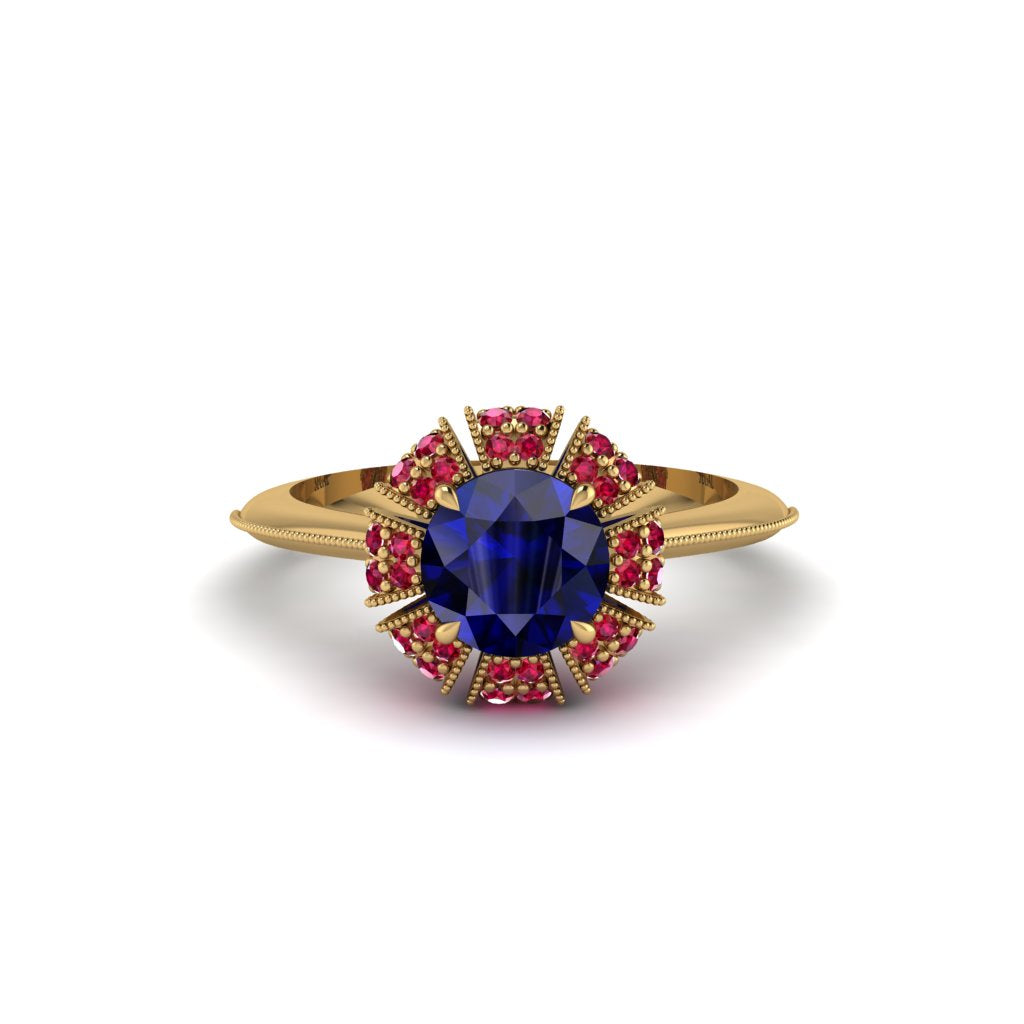 Ruby Crown Halo Engagement Ring - Annie No. 58