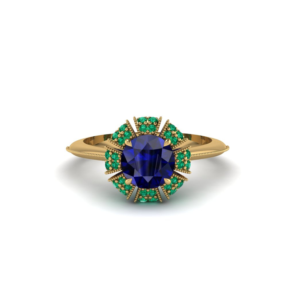 Emerald Crown Halo Engagement Ring - Annie No. 28