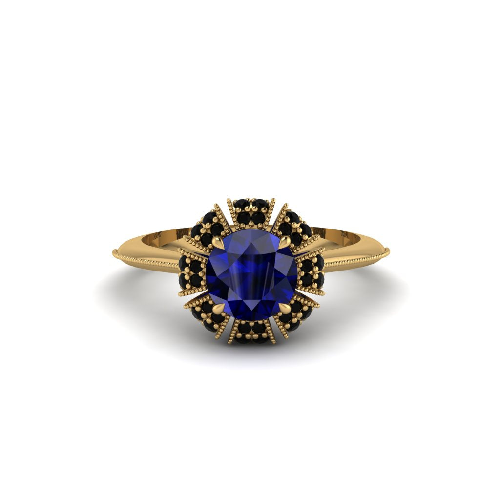 Black Diamond Crown Halo Engagement Ring - Annie No. 43