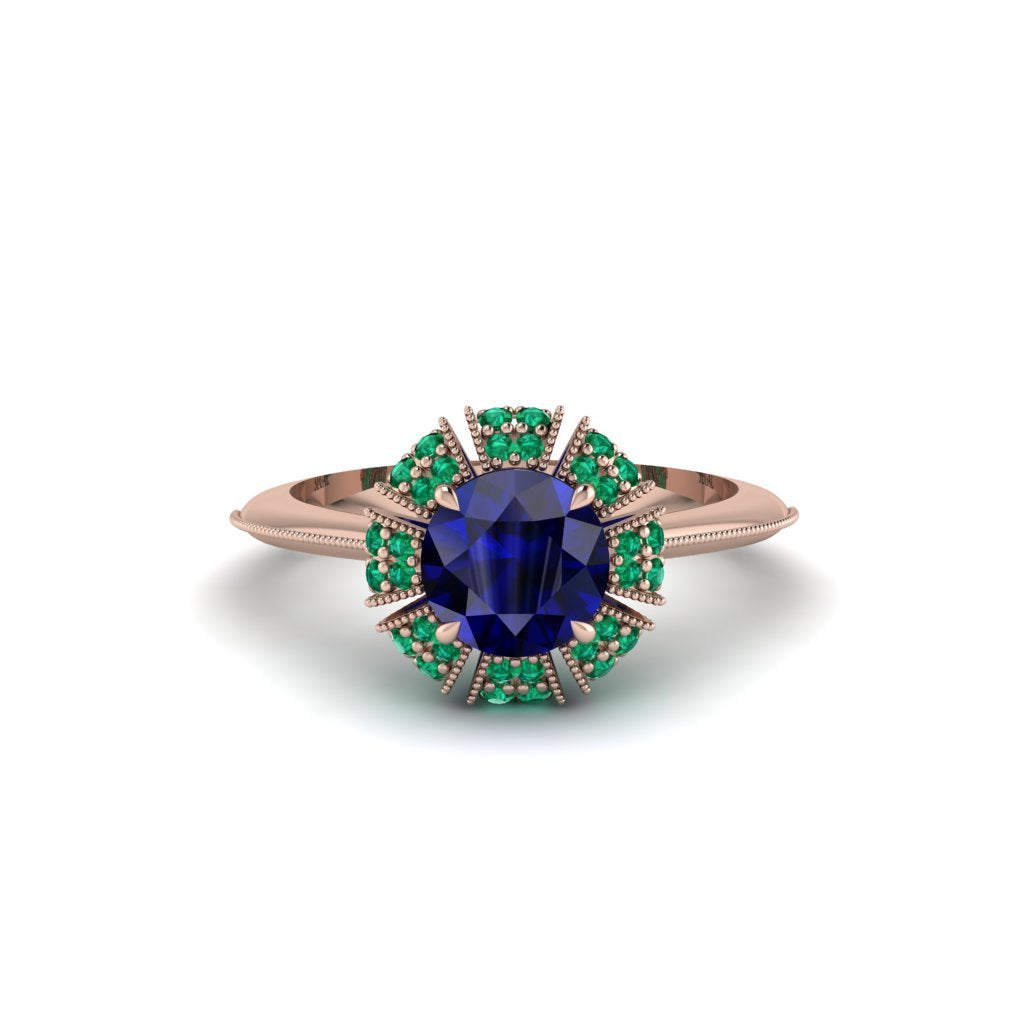 Emerald Crown Halo Engagement Ring - Annie No. 29