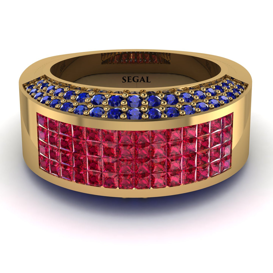 Ruby Cluster Wide Fancy Wedding Band - Kyla No. 70