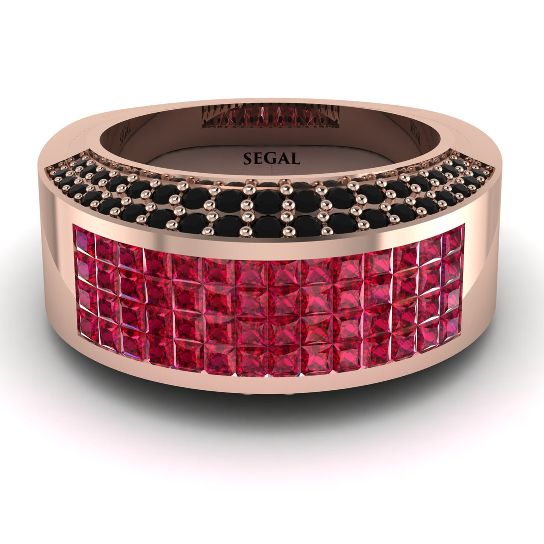 Ruby Cluster Wide Fancy Wedding Band - Kyla No. 41