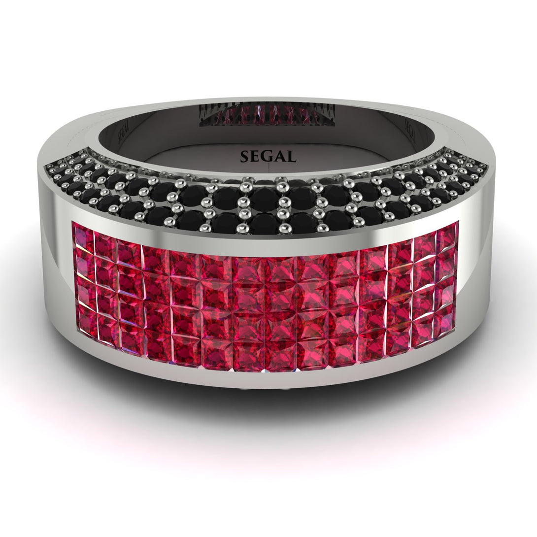 Ruby Cluster Wide Fancy Wedding Band - Kyla No. 42