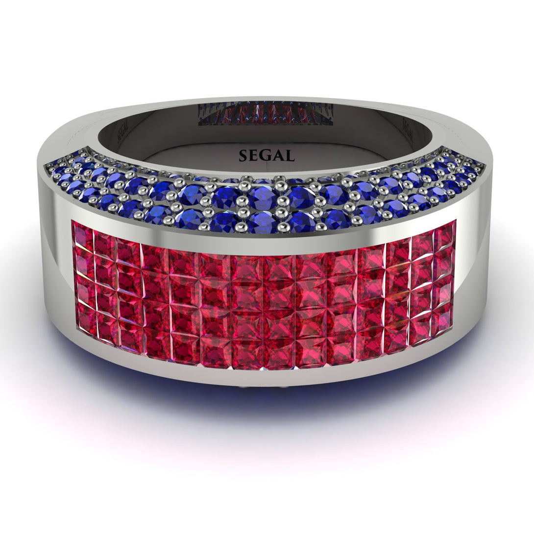 Ruby Cluster Wide Fancy Wedding Band - Kyla No. 72