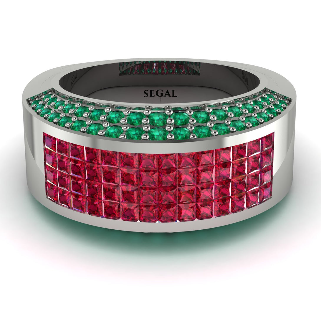 Ruby Cluster Wide Fancy Wedding Band - Kyla No. 27