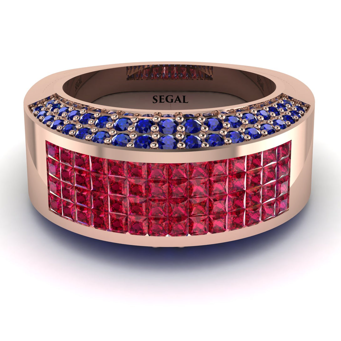 Ruby Cluster Wide Fancy Wedding Band - Kyla No. 71