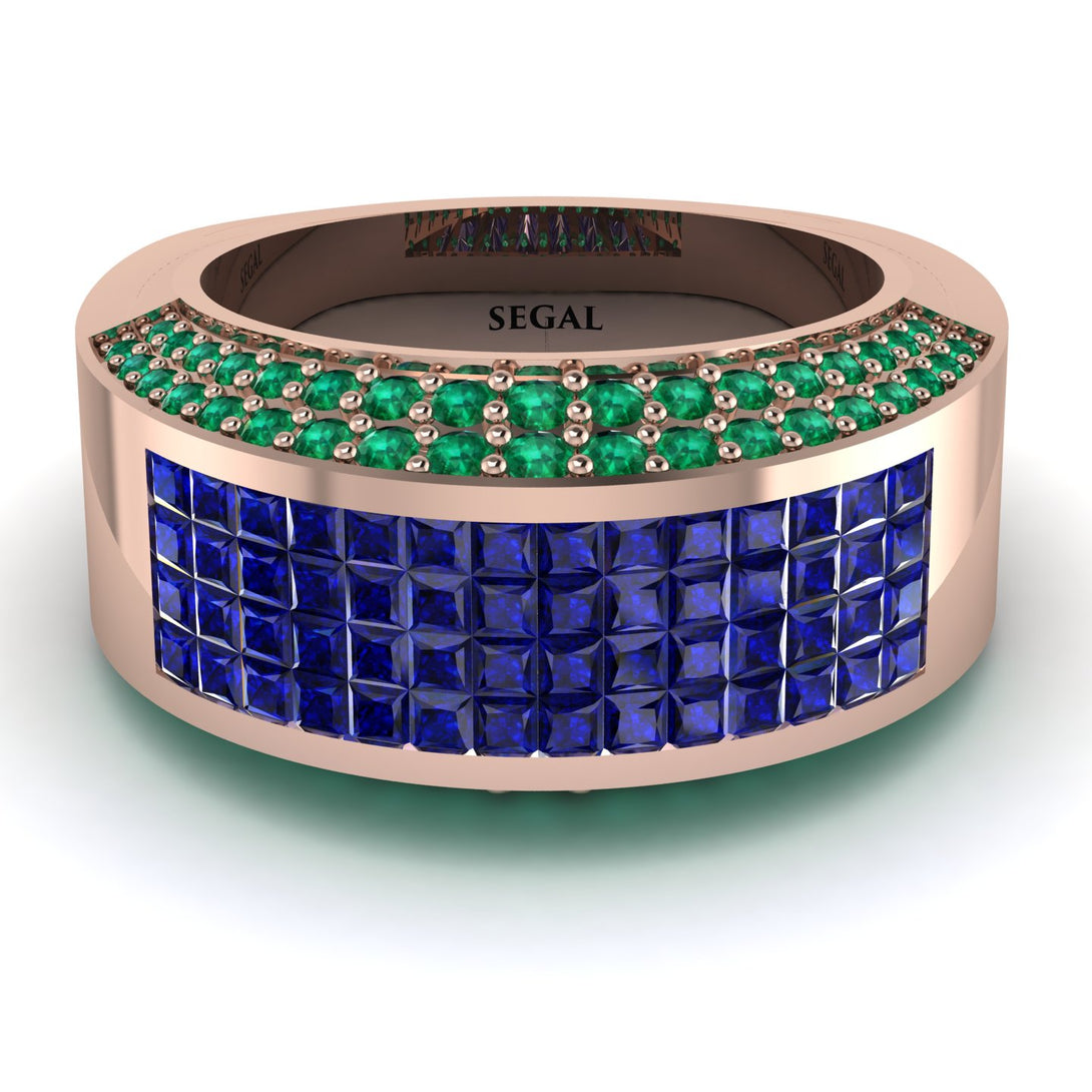 Sapphire Cluster Wide Fancy Wedding Band - Kyla No. 29