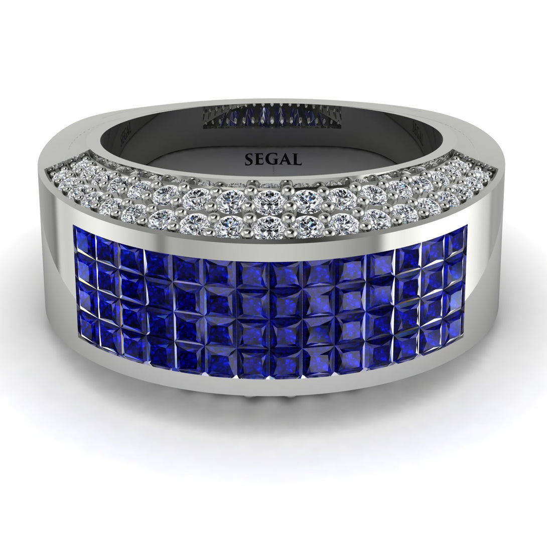 Sapphire Cluster Wide Fancy Wedding Band - Kyla No. 15