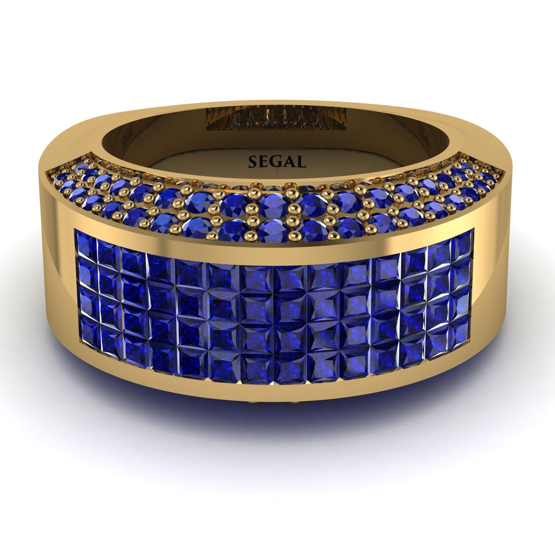 Sapphire Cluster Wide Fancy Wedding Band - Kyla No. 73