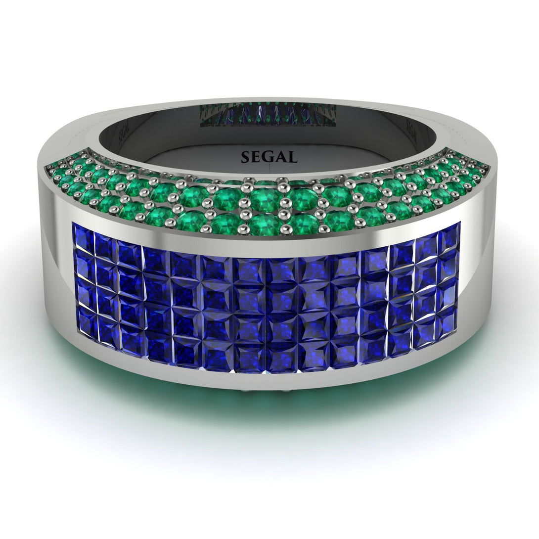 Sapphire Cluster Wide Fancy Wedding Band - Kyla No. 30