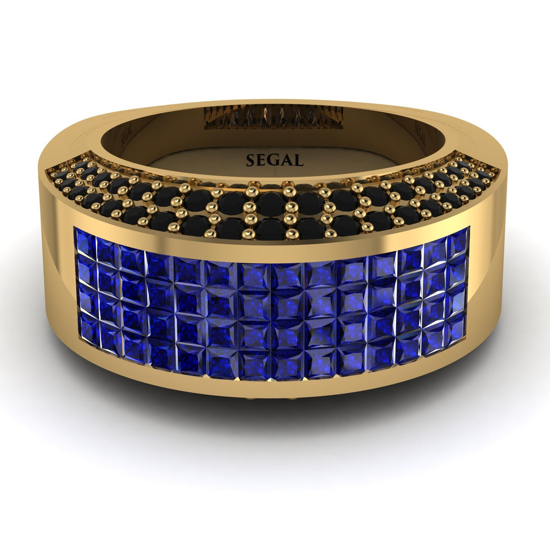 Sapphire Cluster Wide Fancy Wedding Band - Kyla No. 43