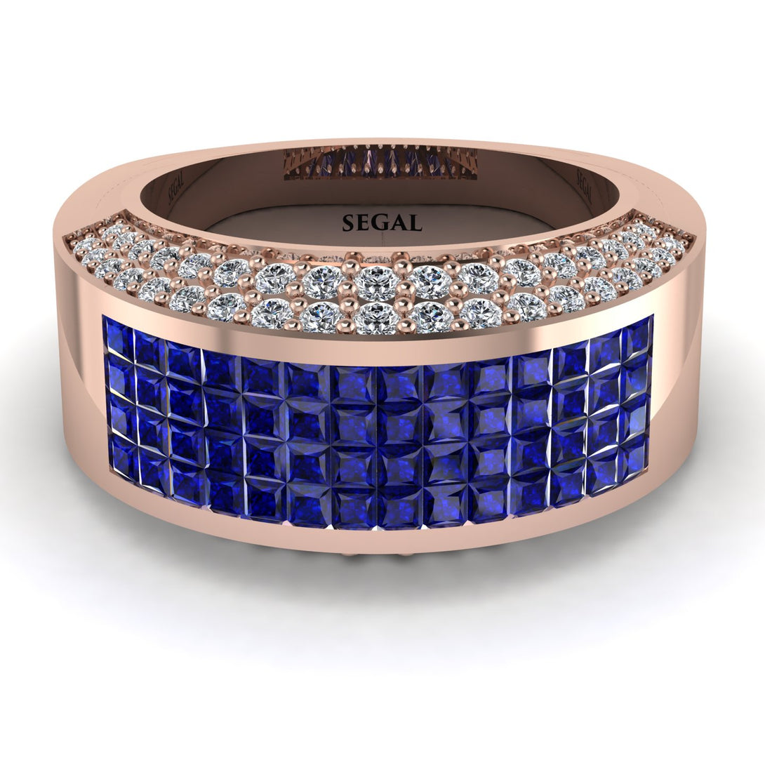 Sapphire Cluster Wide Fancy Wedding Band - Kyla No. 14