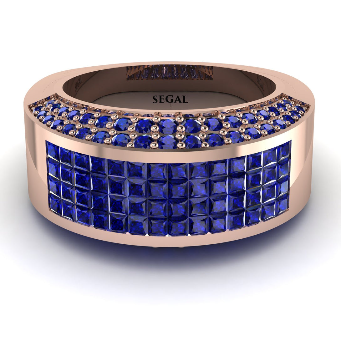 Sapphire Cluster Wide Fancy Wedding Band - Kyla No. 74