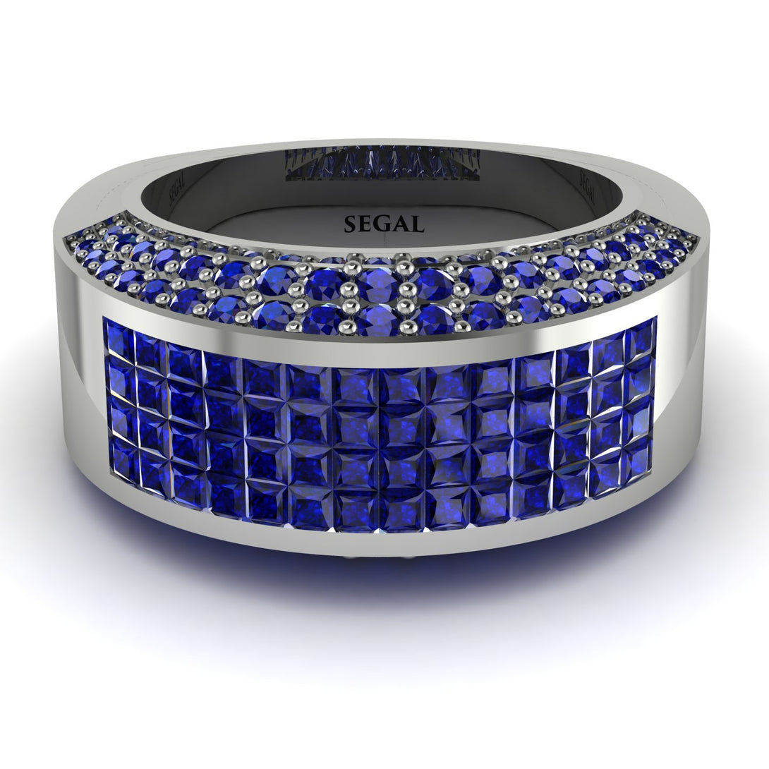 Sapphire Cluster Wide Fancy Wedding Band - Kyla No. 75