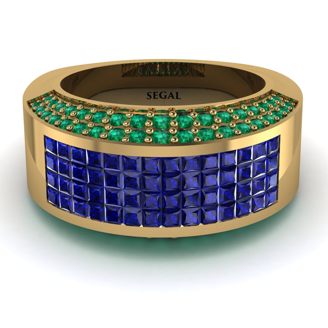 Sapphire Cluster Wide Fancy Wedding Band - Kyla No. 28
