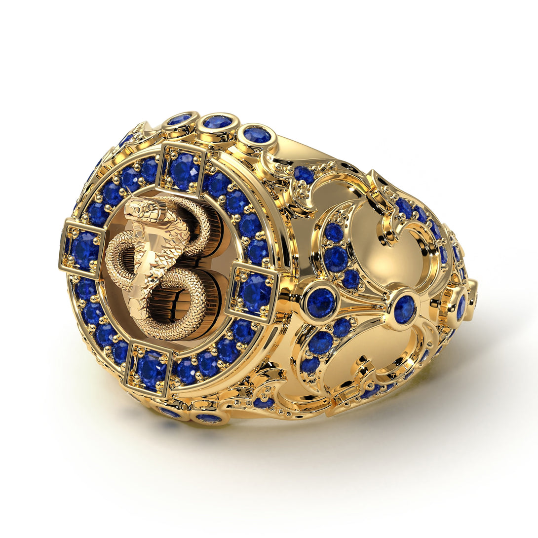 Sapphire Cobra Gold Men's Fashion Ring - Waylon No. 13