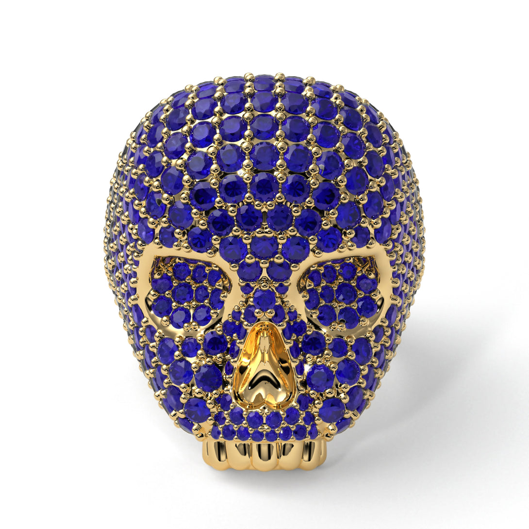 Sapphire-Encrusted Skull Men's Fashion Ring - Jules No. 13