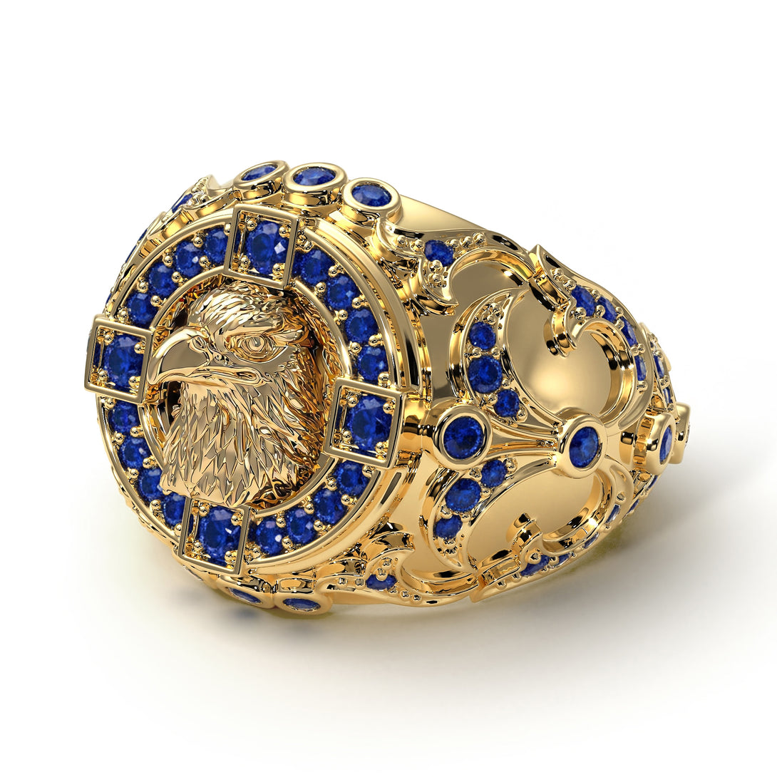 Sapphire Majestic Eagle Men’s Fashion Ring - Caleb No. 13