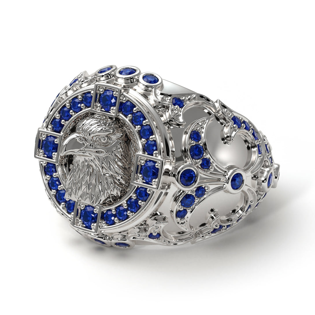 Sapphire Majestic Eagle Men’s Fashion Ring - Caleb No. 15