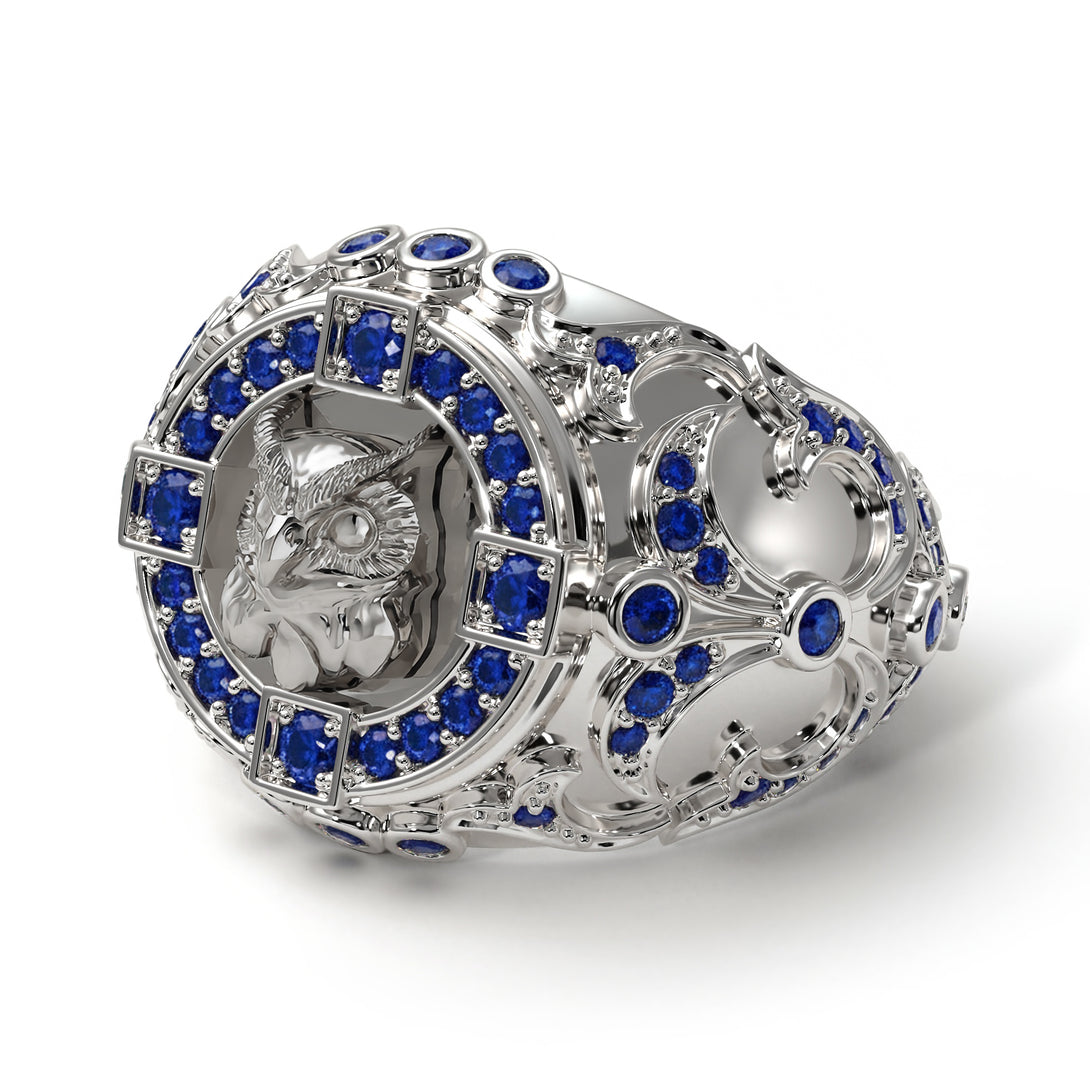 Sapphire Owl Gold Men's Fashion Ring - Adrian No. 15