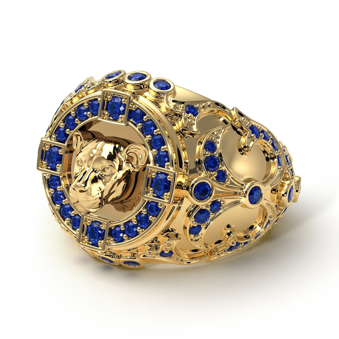Sapphire Puma Gold Men's Fashion Ring - Santiago No. 13
