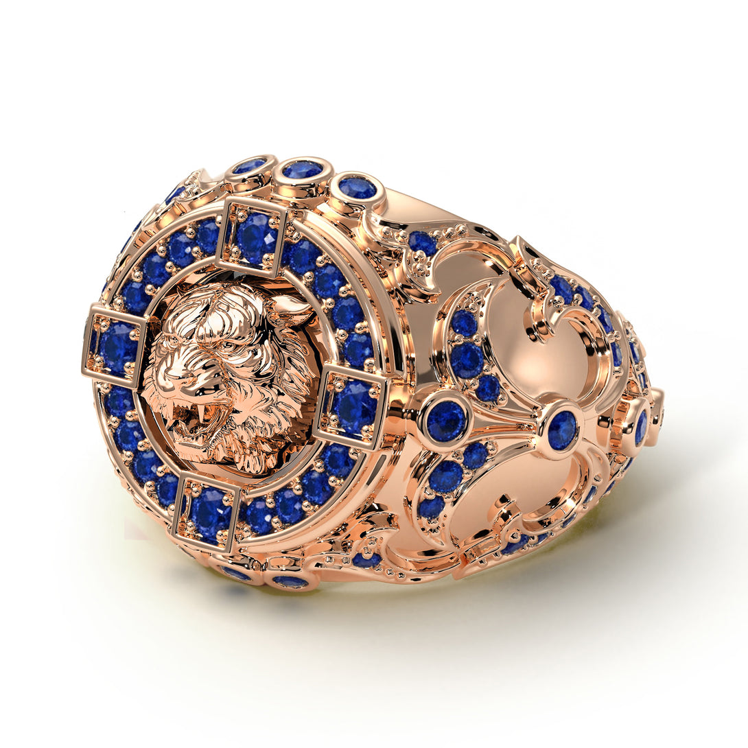 Sapphire Tiger Gold Men's Fashion Ring - Landon No. 14