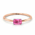 Two Tones Minimalist Emerald Cut Pink Moissanite Ring - Isla No. 83