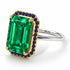 Two Tones Halo Emerald Cut Emerald Engagement Ring - Izabella No. 82