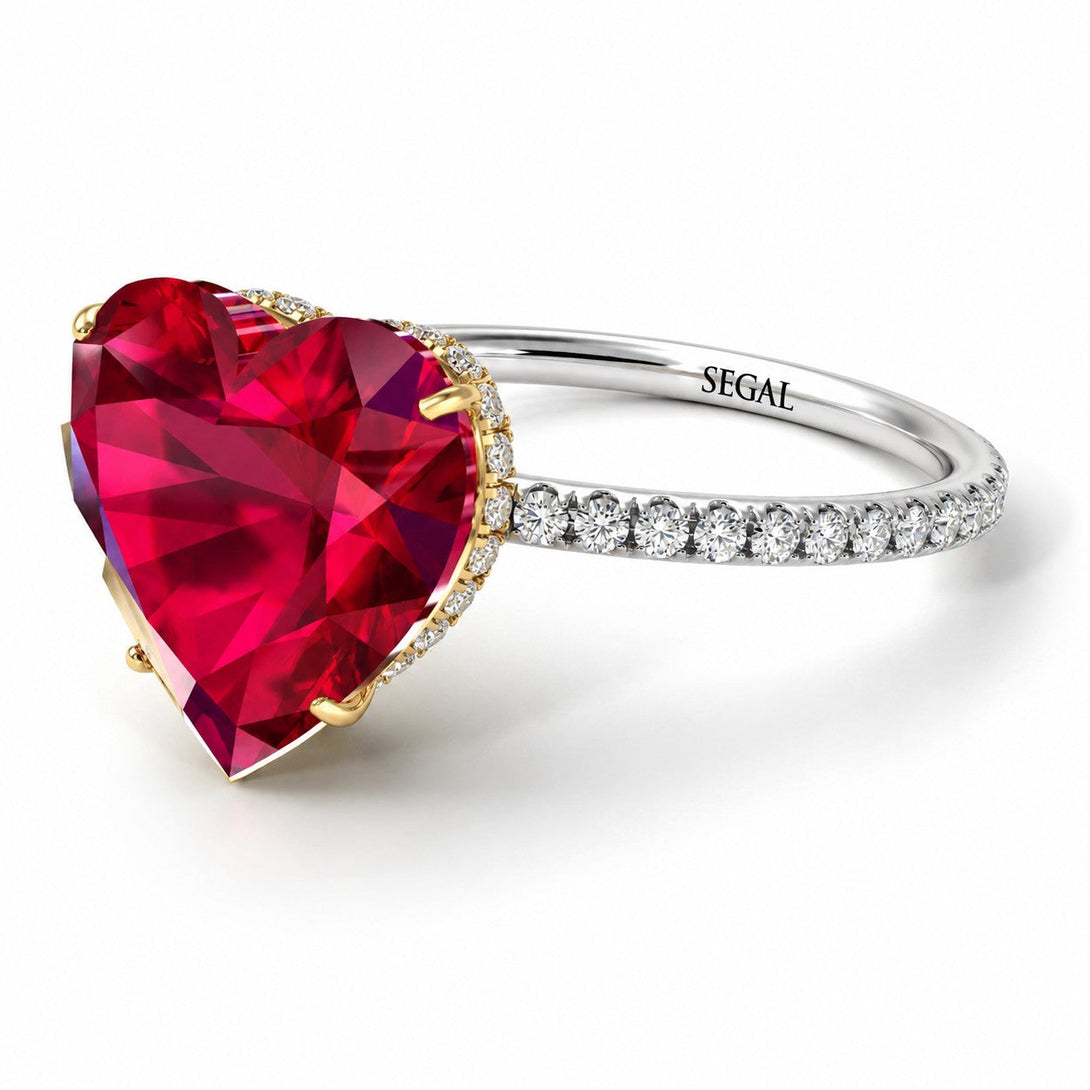 Two Tones Heart Shape Ruby Ring - Noelle No. 82