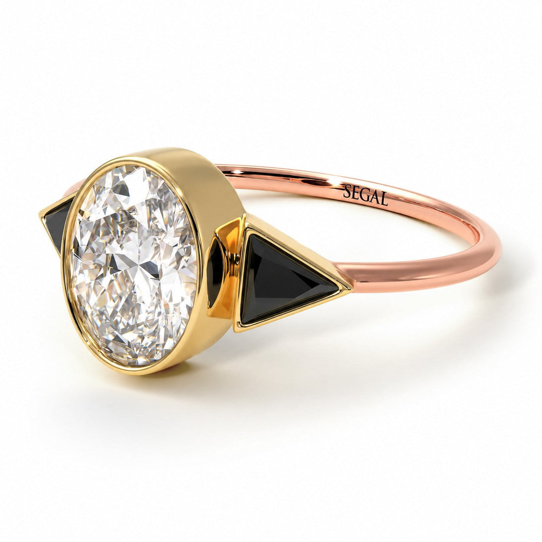 Two Tones Geometrical Bezel Diamond Ring - Trinity No. 83